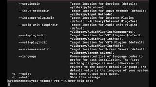 how to Print Help Information in homebrew