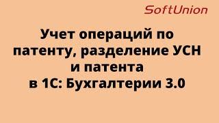 Учет операций по патенту, разделение УСН и патента в 1С: Бухгалтерии 3.0