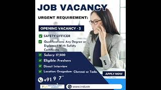 Safety Officer Job Vacancy - Industrial Safety Academy #jobalert #job
