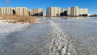 г. Москва, район Некрасовка. Чёрное озеро. Провалился. 18.03.2023г.