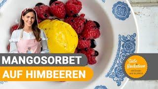 Mangosorbet auf Balsamico-Himbeeren I Süße Backideen mit Evelin und GLOBUS