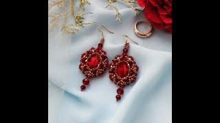 Красные серьги ручной работы. Handmade chic Red Crystal Earrings with Austrian crystals ️️️️️️