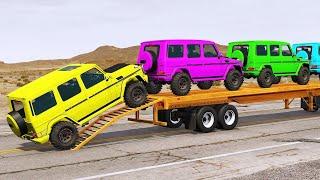 Flatbed Truck Mcqueen | Transportation with Truck - Pothole vs Car #200 - BeamNG.Drive