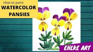 How to PAINT WATERCOLOR PANSIES - beginning watercolor