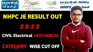 NHPC JE Result Out 2023 | Civil Electrical Mechanical | Category Wise Cut Off