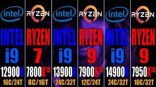 i9 12900K vs R7 7800X3D vs i9 13900K vs R9 7900X3D vs i9 14900K vs R9 7950X3D || PC GAMES TEST ||