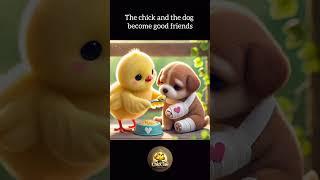 The chick and the dog become good friends#chick #tale #animation #chicken #story #ai