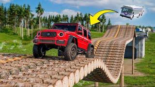 Cars vs Impossible Log Bridge BeamNG Drive Challenge Ends in Total Destruction!