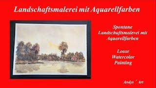 Watercolor painting tutorial , Loose Watercolor painting , Landschaftsmalerei mit Aquarellfarben