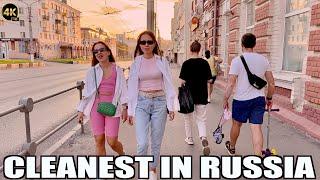 ⁴ᴷ RUSSIAN STREET STYLE CHEBOKSARY CITY  | Russia Cleanest city in the Evening