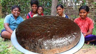 GIANT CAKE RECIPE | Dark Fantasy Biscuit Cake | Homemade Cake Making | Village Fun Cooking