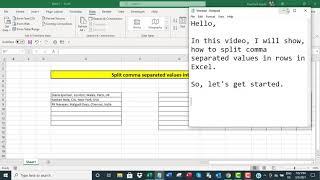 Excel: split comma separated values into rows