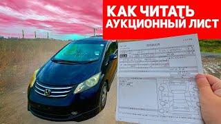 Как читать аукционный лист?!| На примере HONDA FREED | A1, U1, B4, B3