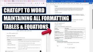 How to Copy, Edit ChatGPT Content to MS Word Maintaining Formatting, Mathematical Equations & Tables