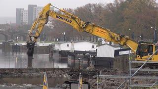 Dresden: Carolabrücke kurz & direkt - 14.11.2024 -  Teil 3 (Abtragung Trümmer in der Elbe - Zug C)