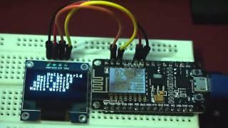 NodeMCU display on 128x64 I2C OLED using "esp8266-Arduino library for I2C-OLED displays"