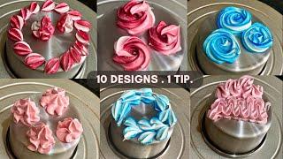 Piping Tutorial! Learn How to Pipe 10 Designs using Wilton 1M Tip! | Cake Decorating Ideas