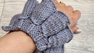 Узор спицами"РЮШИ".Knitting patterns. Ruches "Bells"