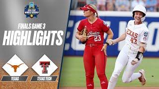 Texas vs Texas Tech: 2025 Women's College World Series Finals Game 3 | Extended Highlights