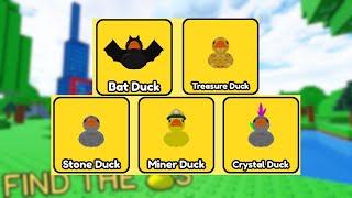 HOW to get ALL NEW 5 DUCKS! Bat, Treasure, Crystal, Stone, Miner..- Roblox - Find the Ducks!