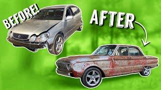 Body Swapping a Ford Falcon with a GS400 Lexus in 10 minutes!