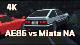 [ Initial D ] AE86 vs Miata NA | Upscaled 4K