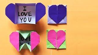 3D ОРИГАМИ Коробочка-сердечко Как сделать открытку на 8 марта Валентинка Origami Heart Box Envelope