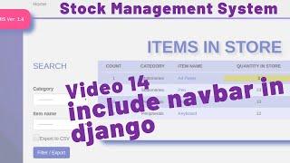 14 STOCK MANAGEMENT SYSTEM - HOW TO INCLUDE NAVBAR IN DJANGO