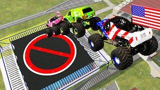 Monster Truck High Speed Trampoline Jumps - BeamNG Drive