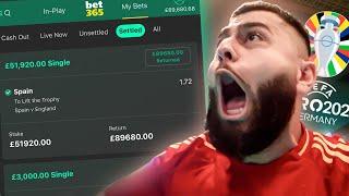 Betting £100,000 on The Euro 2024 England vs Spain Final