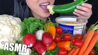 ASMR VEGGIE HUMMUS PLATTER (Crunchy Eating Sounds) | *GIANT PEPPER* | No Talking ASMR Phan