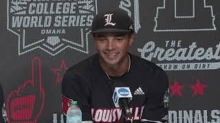 Louisville baseball postgame reaction to CWS win Oregon State, advancing to play Coastal Carolina