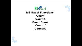 Count Functions/ Formulas -  MS Excel