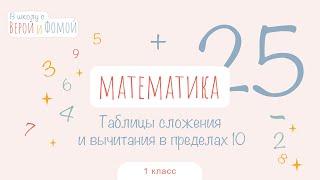 10–. Таблицы сложения и вычитания до 10. Математика, урок 25. 1 класс. В школу с Верой и Фомой (6+)