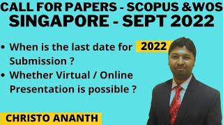 Christo Ananth - Call for Papers - Singapore - Scopus, Web of Science - September 2022 - English