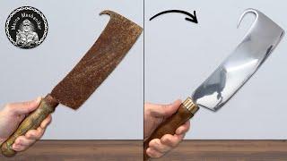 Rusty Broken Meat Cleaver Restoration - Restoration Videos