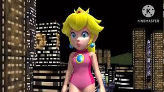 Giant Princess Peach (Peachzilla) Walking Through the City at Night (MMD/VFX)