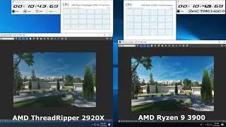 3Dsmax Vray 3 4 Render Time Exterior AMD TR 2920X vs AMD R9 3900