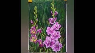 Beautiful gladiolus flower painting #Gladiolus flower#bright side