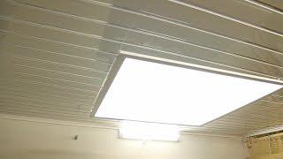 Установка светодиодной Led панели на струнах - освещение комнаты