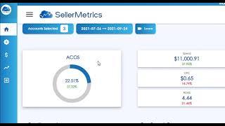 Multi Accounts Selection Feature (SellerMetrics Amazon PPC Marketplace Management Tool)