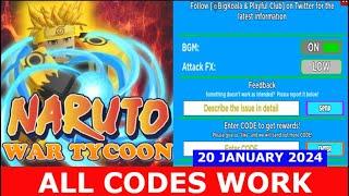 *ALL CODES WORK* [5x Event] Naruto War Tycoon ROBLOX | JANUARY 20, 2024