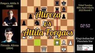 Alireza Firouzja vs Attila Forgacs ~ King's Indian Defense Fiancheto Variation #rapidchess