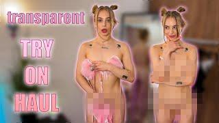 [4K] See-Through Lingerie Try on Haul | Transparent Fabric & No Bra Trend