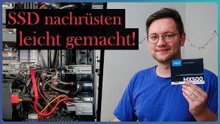 Zusätzliche SSD im PC einbauen und einrichten. SATA SSD Tutorial.