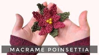 Macrame Christmas Poinsettia Tutorial - Beginner-Friendly Ornament with Just Square Knots!