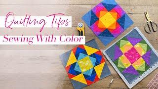 Color Wheel Quilt Blocks using Art Gallery Fabrics Elements - How to Quilt with Color
