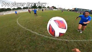 Professional football player team game, training eye view