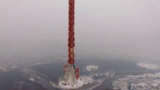 Vilnius TV tower - drone close-up video