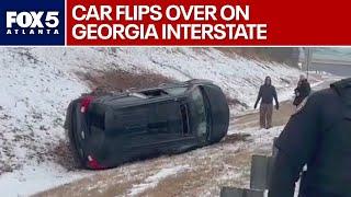 Metro Atlanta roads: Car flips over on interstate | FOX 5 News